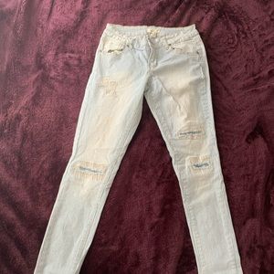 Striped skinny jeans